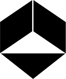Mark 1205: Hexagon cut into three black planes like an open cube. Polygons, designed by Adrian Frutiger for Caisse Nationale des Ouvriers. Trademarks & Symbols Vol. 2, Kuwayama, 1973.