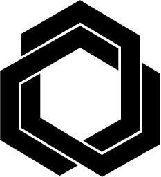 Mark 1213: Two hexagonal bands looped through each other. Polygons, designed by Ernst Roch for National Arts Center. Trademarks & Symbols Vol. 2, Kuwayama, 1973.