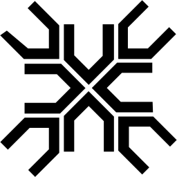 Mark 1218: Cross of overlapping bars with angled hook ends in every direction. Polygons, designed by Felix Beltran for Project. Trademarks & Symbols Vol. 2, Kuwayama, 1973.