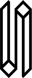 Mark 1219: Two tall outlined crystal shapes with pointed tops and diamond feet. Polygons, designed by Lubalin, Smith, Carnase for World Trade Center. Trademarks & Symbols Vol. 2, Kuwayama, 1973.