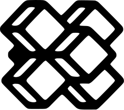 Mark 1227: Interlocked rounded diamond links forming a woven block. Polygons, designed by Giovanni Pintori. Trademarks & Symbols Vol. 2, Kuwayama, 1973.
