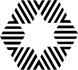 Mark 1229: Hexagon of angled stripes forming a white six point star. Polygons, designed by Benson Crane for Jewish Defense League. Trademarks & Symbols Vol. 2, Kuwayama, 1973.