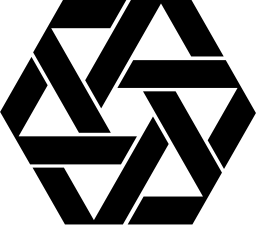 Mark 1231: Three bands woven into a triangle inside a hexagon. Polygons, designed by Chermayeff & Geismar Associates for Greater Washington Jewish Community Foundation. Trademarks & Symbols Vol. 2, Kuwayama, 1973.