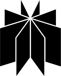 Mark 1236: Splayed black blocks with rays converging at the top. Polygons, designed by Yusaku Kamekura for Sangetsu Co., Ltd. Trademarks & Symbols Vol. 2, Kuwayama, 1973.