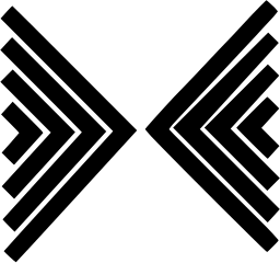 Mark 1238: Two mirrored sets of nested chevron bands. Polygons, designed by Felix Beltran for Project. Trademarks & Symbols Vol. 2, Kuwayama, 1973.