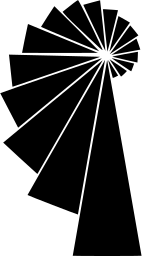 Mark 1239: Triangle stem opening into a fan of stepped wedges at the top. Polygons, designed by Anton Stankowsky. Trademarks & Symbols Vol. 2, Kuwayama, 1973.
