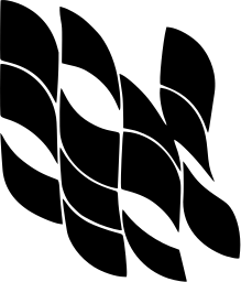 Mark 1242: Overlapping leaf shaped scales in a diagonal pattern. Curves, designed by Peter Bradford for Travel Wholesalers. Trademarks & Symbols Vol. 2, Kuwayama, 1973.
