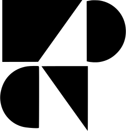 Mark 1256: Square blocks and quarter circles fitted together like puzzle pieces. Curves, designed by Ludvik Feller for Theater Workshop. Trademarks & Symbols Vol. 2, Kuwayama, 1973.