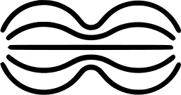 Mark 1263: Pair of parallel wavy lines that bulge like a lens. Curves, designed by Hiroshi Ueda+Osamu Furumura. Trademarks & Symbols Vol. 2, Kuwayama, 1973.