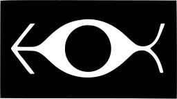 Mark 127: Black rectangle with a white eye whose lids end in an arrowhead on the left and a fish tail on the right. Eyes, designed by Jupp Ernst. Trademarks & Symbols Vol. 2, Kuwayama, 1973.