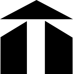 Mark 1276: Large upward arrow above a pair of pillars. Arrows, designed by Romulo Maccio for Sudamericana. Trademarks & Symbols Vol. 2, Kuwayama, 1973.