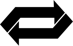 Mark 1278: Two arrows facing opposite directions linked in a swap shape. Arrows, designed by Charles Goslin+Charles Waltz for Eutonyl. Trademarks & Symbols Vol. 2, Kuwayama, 1973.