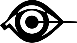 Mark 128: Eye outline with a ringed pupil and a line shooting out to the right like a crosshair. Eyes, designed by Walter Bosshardt for Werner Noll. Trademarks & Symbols Vol. 2, Kuwayama, 1973.