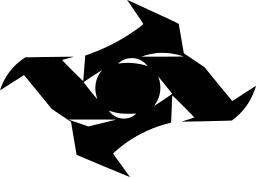 Mark 1285: Four bent arrow blades spinning around a round hub. Arrows, designed by Minale, Tattersfield Ltd. for Young & Rubicam Information Service. Trademarks & Symbols Vol. 2, Kuwayama, 1973.
