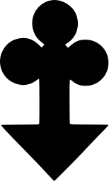 Mark 1287: Downward arrow topped with a three lobed round head. Arrows, designed by Ludvik Feller for Soutez o Dokonaly Vyrobek. Trademarks & Symbols Vol. 2, Kuwayama, 1973.