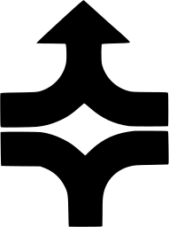 Mark 1290: Road junction like shape that merges two branches into one arrow. Arrows, designed by R. Nelson+W. Bartch & Associates for George W. Barton & Associates. Trademarks & Symbols Vol. 2, Kuwayama, 1973.