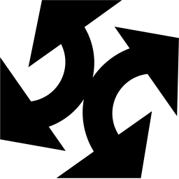 Mark 1291: Three curved arrows turning around an empty centre. Arrows, designed by Gerd Leufert for Ximenez Hnos. Trademarks & Symbols Vol. 2, Kuwayama, 1973.