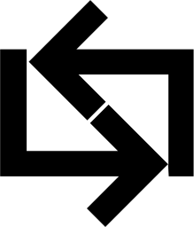 Mark 1294: Four bent arrows chasing each other around a square. Arrows, designed by Roger-Virgil Geiser. Trademarks & Symbols Vol. 2, Kuwayama, 1973.