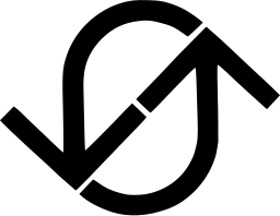 Mark 1296: Two arrows in a looped ring chasing each other. Arrows, designed by Malcolm Gear for Short Line Bus Co. Trademarks & Symbols Vol. 2, Kuwayama, 1973.