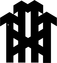 Mark 1308: Cluster of upward arrows woven together with cross bars. Arrows, designed by Walter Sauer. Trademarks & Symbols Vol. 2, Kuwayama, 1973.
