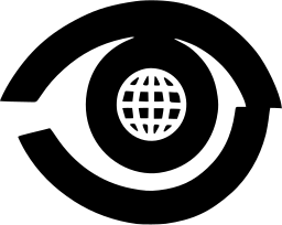 Mark 131: Eye with a gridded globe as its pupil and a lid line that turns into an arrow. Eyes, designed by Walter Allner for Fortune Films. Trademarks & Symbols Vol. 2, Kuwayama, 1973.