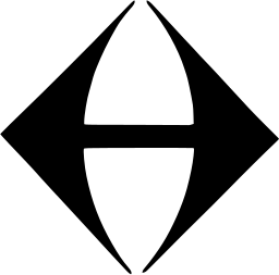 Mark 1312: Diamond split by a horizontal bar and a lens shaped white centre. Arrows, for Hakusuisha. Trademarks & Symbols Vol. 2, Kuwayama, 1973.