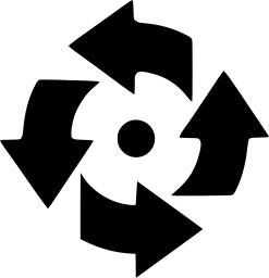 Mark 1324: Four bent arrows chasing each other around a round dot. Arrows, designed by Hans Neuburg for Jean Oertli. Trademarks & Symbols Vol. 2, Kuwayama, 1973.