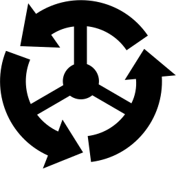 Mark 1325: Circular arrows around a three spoke steering wheel. Arrows, designed by Olof Eriksson for Finlands Biloch Transportarbetarnas Föbund. Trademarks & Symbols Vol. 2, Kuwayama, 1973.