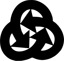 Mark 1326: Three interlocked rings containing a pinwheel of arrow shapes. Arrows, designed by Roberg Sessler. Trademarks & Symbols Vol. 2, Kuwayama, 1973.
