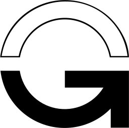 Mark 1332: Letter G whose bar ends in an arrowhead, under a thin arched outline. Arrows. Trademarks & Symbols Vol. 2, Kuwayama, 1973.
