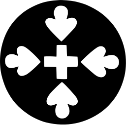 Mark 1342: Four heart shaped arrowheads around a central plus in a black disc. Arrows, designed by Robert S. Gessner. Trademarks & Symbols Vol. 2, Kuwayama, 1973.