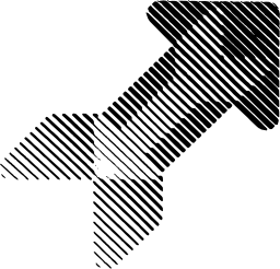 Mark 1345: Diagonal arrow rendered in fine hatch lines that fade toward its tail. Arrows, designed by Bill Sontag for Cincinnati Communications Institute. Trademarks & Symbols Vol. 2, Kuwayama, 1973.
