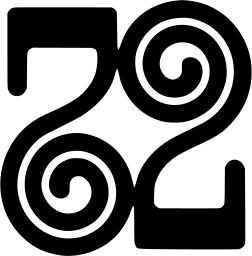 Mark 1354: Digits 5 and 2 whose bowls end in coiled spirals. Numerals, designed by Kohei Miura for Project. Trademarks & Symbols Vol. 2, Kuwayama, 1973.