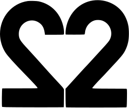 Mark 1355: Two mirrored digit twos joined at the base in a heart shape. Numerals, designed by Gonzalez Ruiz & Shakespear. Trademarks & Symbols Vol. 2, Kuwayama, 1973.