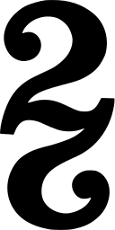 Mark 1356: Serif digit two with a swash tail and a curled foot. Numerals, designed by Douglass James C. for James C. Douglass. Trademarks & Symbols Vol. 2, Kuwayama, 1973.