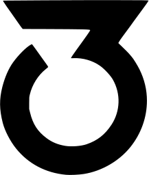 Mark 1361: Digit three drawn as a flat top bar over a thick round ring. Numerals, for Daisan Mutual Finance Bank. Trademarks & Symbols Vol. 2, Kuwayama, 1973.