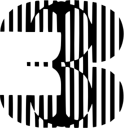 Mark 1363: Large digit three made of fine vertical stripes with a dotted line. Numerals, designed by Florence Bezrutczyk for Olivetti Underwood Corp. Trademarks & Symbols Vol. 2, Kuwayama, 1973.