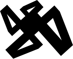 Mark 1368: Thick angular bands folding over each other in a diagonal cross. Numerals, designed by Douglass James C. for James C. Douglass. Trademarks & Symbols Vol. 2, Kuwayama, 1973.