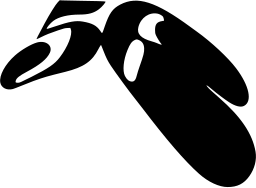 Mark 1369: Italic digits 5 and 6 swelling into a large rounded brush stroke. Numerals, designed by Alfled Troisi+Dino Mazzola for Mondadori. Trademarks & Symbols Vol. 2, Kuwayama, 1973.