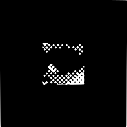 Mark 138: Mostly black square with two small halftone fragments near its center. Eyes, designed by Crosby/Fletcher/Forbes for Speakeasy. Trademarks & Symbols Vol. 2, Kuwayama, 1973.
