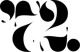 Mark 1380: Serif digits 7 and 2 with swashes and dripping flourishes. Numerals, designed by Kohei Miura for Kohei Miura. Trademarks & Symbols Vol. 2, Kuwayama, 1973.