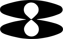 Mark 1382: Number eight drawn as two white loops inside a wide black lens. Numerals, designed by Yusaku Kamekura for Fuji TV. Trademarks & Symbols Vol. 2, Kuwayama, 1973.