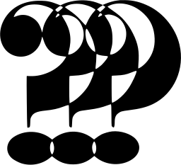 Mark 1397: Row of three overlapping question marks over a base of ovals. Signs, for ABC. Trademarks & Symbols Vol. 2, Kuwayama, 1973.