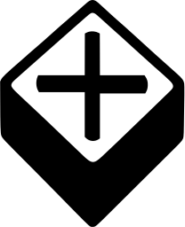 Mark 1401: Black plus sign inside a rounded diamond frame. Signs, designed by Don Marvine+Latham Tyler Jensen Inc. for Ekco Containers Inc. Trademarks & Symbols Vol. 2, Kuwayama, 1973.
