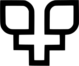 Mark 1405: Two outlined squares over a stepped stem forming a cross like shape. Signs, designed by Robert Geisser for Schweizer Messe für Milch und Landwirtschaft. Trademarks & Symbols Vol. 2, Kuwayama, 1973.