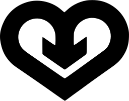 Mark 1411: Heart shape with a white down arrow cut into it. Signs, designed by Geoffrey Hart Associates for Travelscene Ltd. Trademarks & Symbols Vol. 2, Kuwayama, 1973.