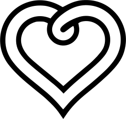 Mark 1413: Double outlined heart with a small spiral curl at the top. Signs, designed by Katsumi Asaba for TBS. Trademarks & Symbols Vol. 2, Kuwayama, 1973.