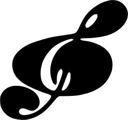 Mark 1416: Ornate treble clef with swelling curves and a looping tail. Signs, designed by Crosby/Fletcher/Forbes for International Folk Song Festival. Trademarks & Symbols Vol. 2, Kuwayama, 1973.