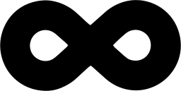 Mark 1417: Thick infinity sign drawn as a heavy figure eight. Signs, designed by Luigi Montaini+Till Neuburg for Spincers Limited. Trademarks & Symbols Vol. 2, Kuwayama, 1973.