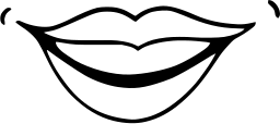 Mark 142: Wide smile with parted lips and a row of teeth, curled at the corners. Eyes, for Zuccotti E Caprara Fotolito. Trademarks & Symbols Vol. 2, Kuwayama, 1973.